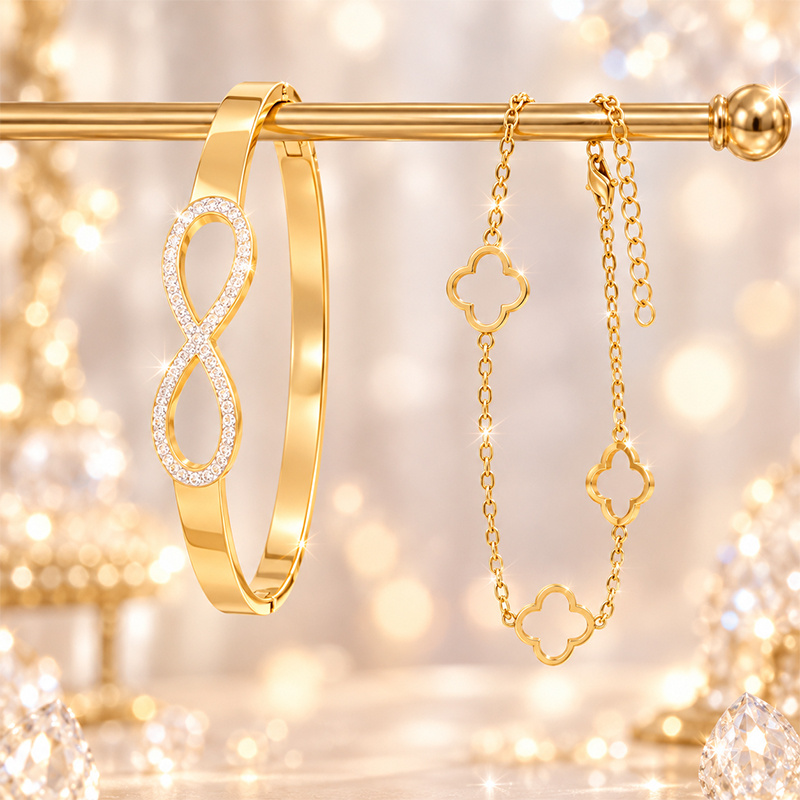 2pcs Clover Stackable Bracelet Set for Weddings & Parties